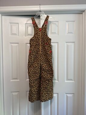 Kids Leopard Print Snow Bibs - Leopard print, Sz M